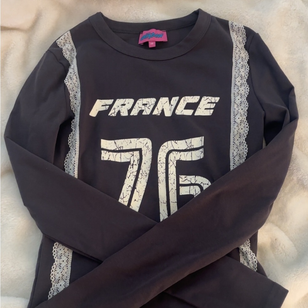 Edikted Long Sleeve Tee - Black with White Accents